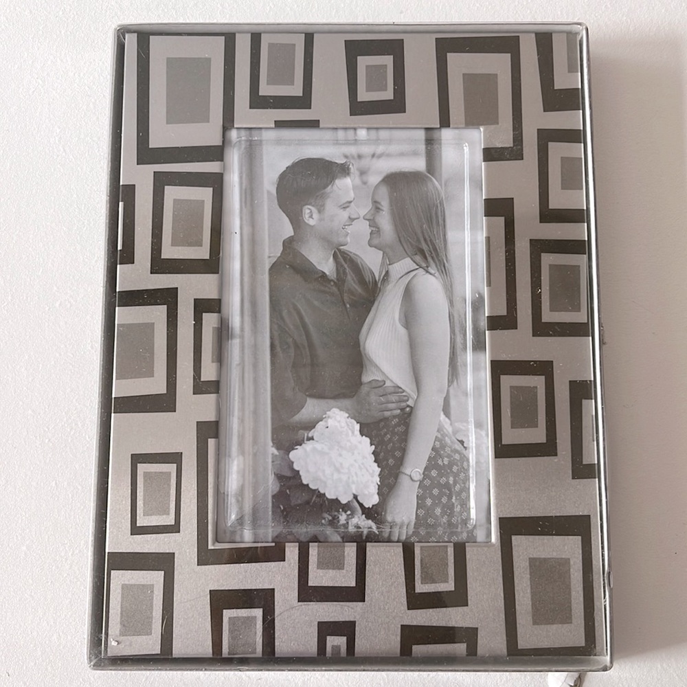 Silver Geometric Shapes Y2K Vintage Photo Frame